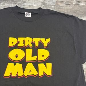 Vintage Y2k Delta Pro Weight Dirty Old Man Black Mens L Funny Joke Quote T-Shirt